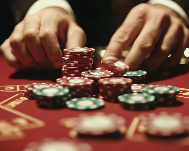 Professional live dealer studio with multi-camera setup broadcasting live card games